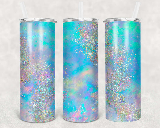 Blue, green and glitter tumbler