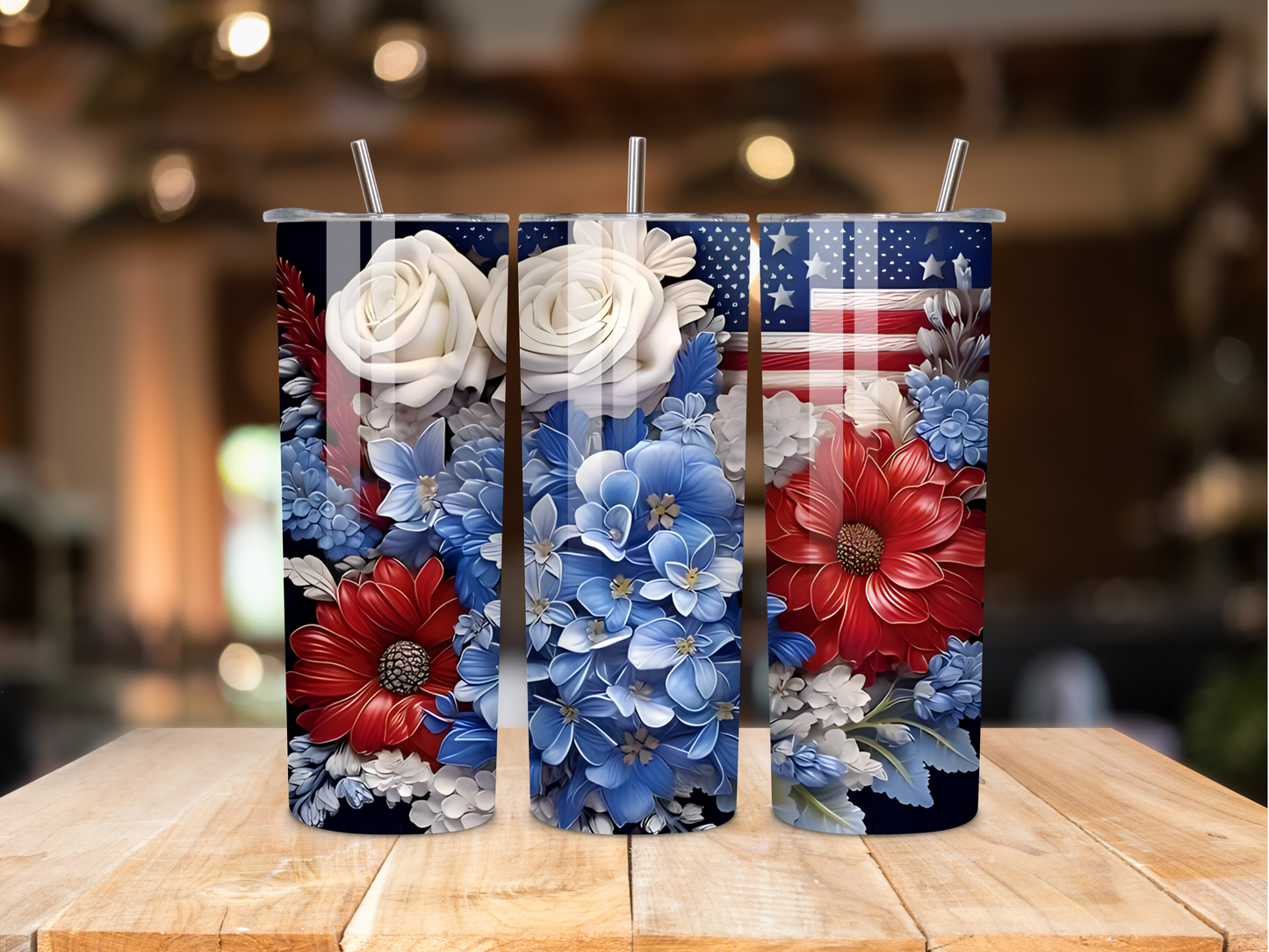 Patriotic Flower Tumblers