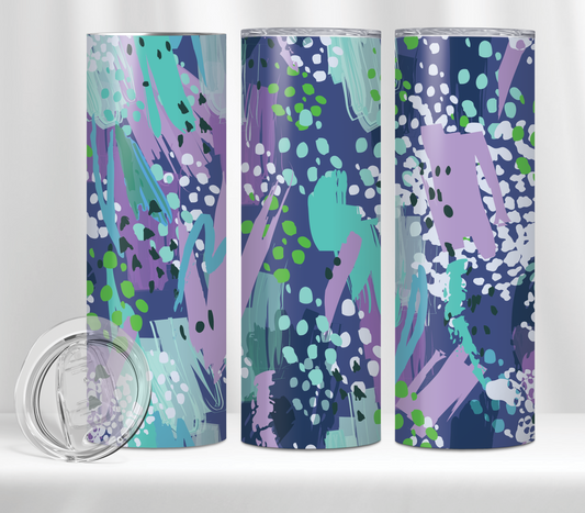 Purple and Green Abstract Tumbler