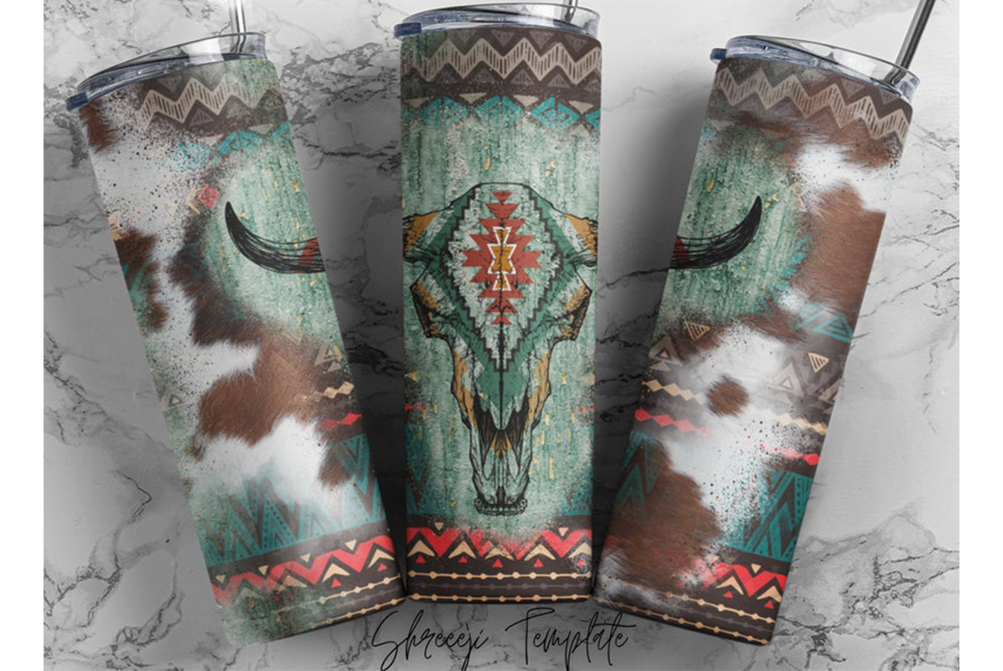 Cow Skull Western Tumbler