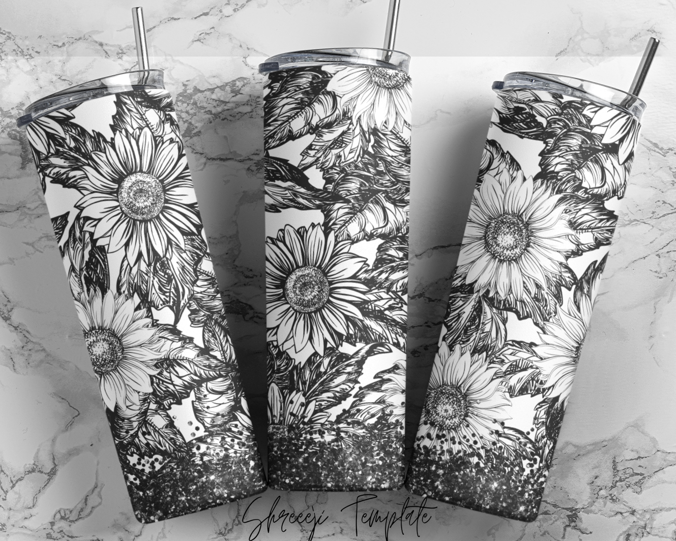 Black and White Flower Tumber