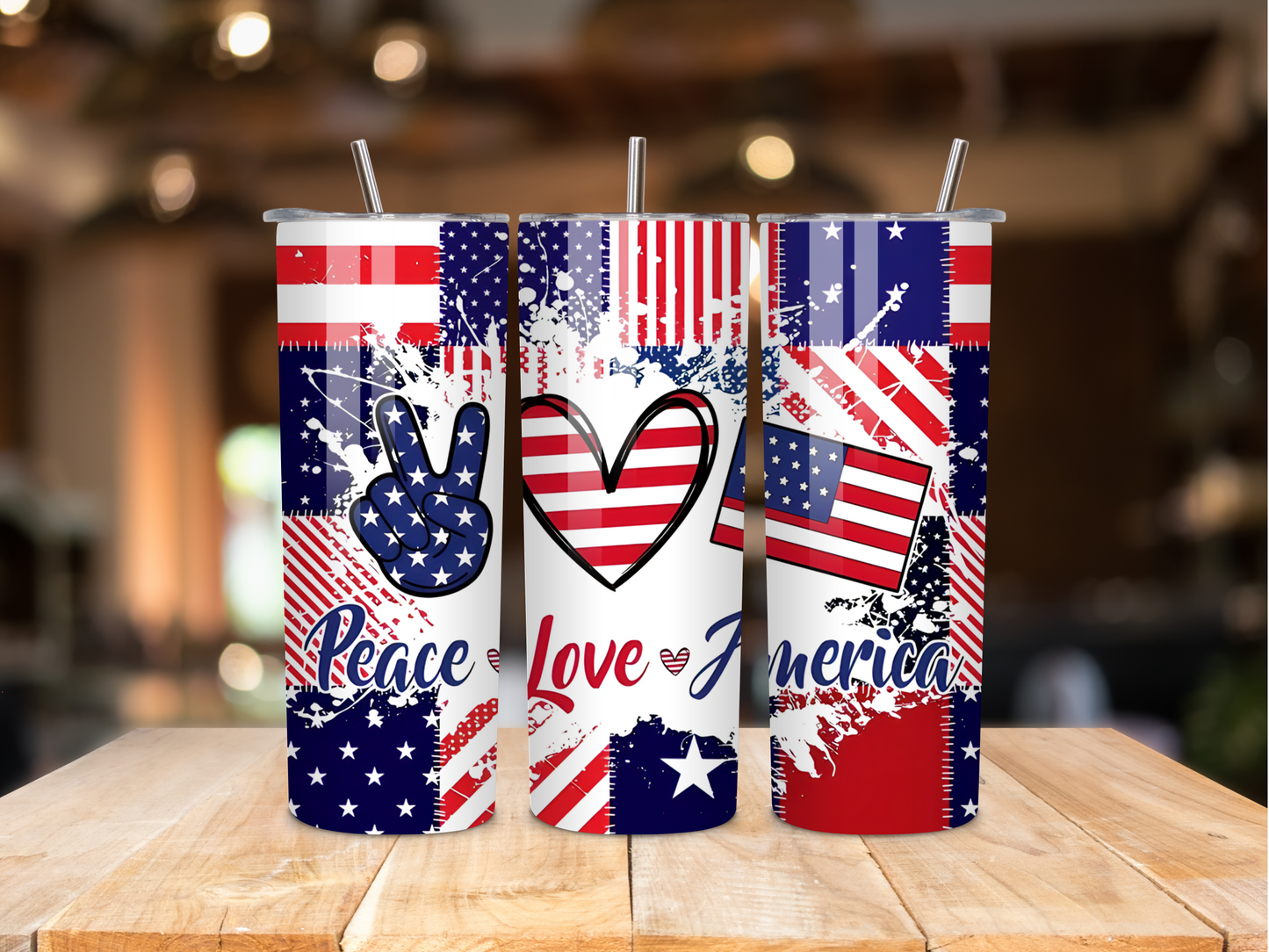 Peace. Love. America Tumbler