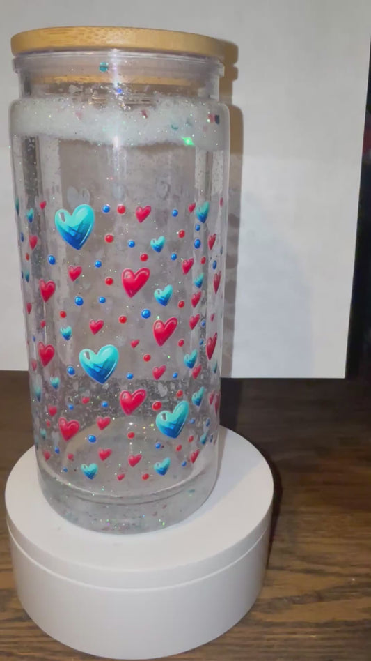 💘 Valentine Hearts Snow Globe Tumbler 💘