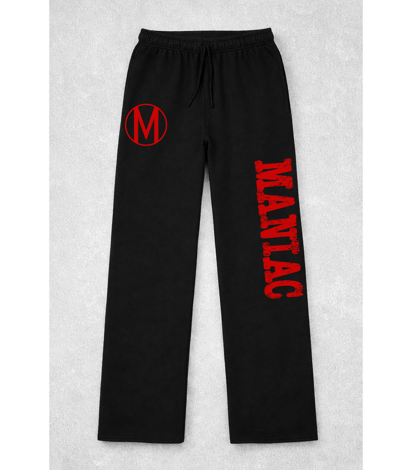 MANIAC Open-Leg Black Sweatpants
